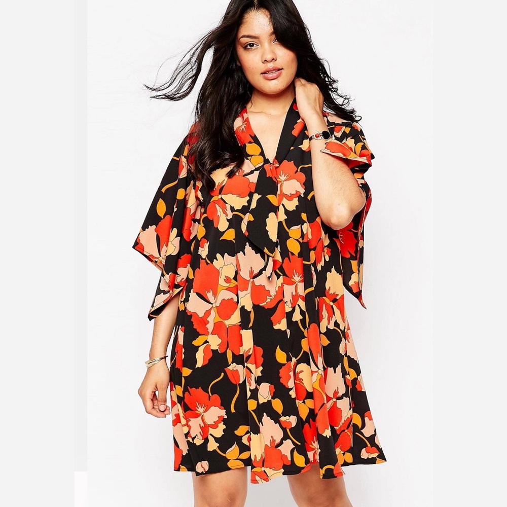 ASOS 70s Floral Dress with Pussybow